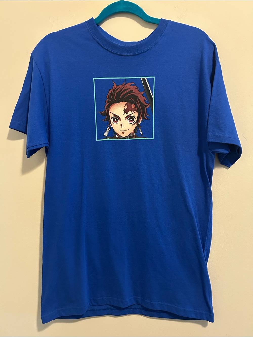Men's Blue Short-Sleeve Tanjiro Kamado Graphic Tee